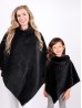 Mom and Kids Zig zag Pattern Faux Fur Poncho